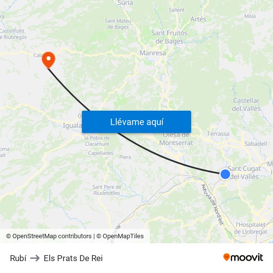 Rubí to Els Prats De Rei map