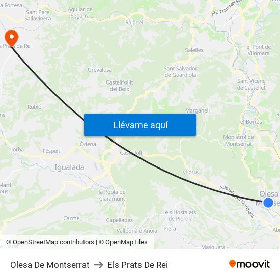 Olesa De Montserrat to Els Prats De Rei map