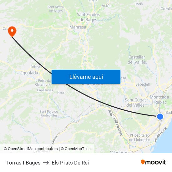 Torras I Bages to Els Prats De Rei map