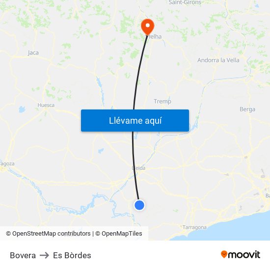 Bovera to Es Bòrdes map