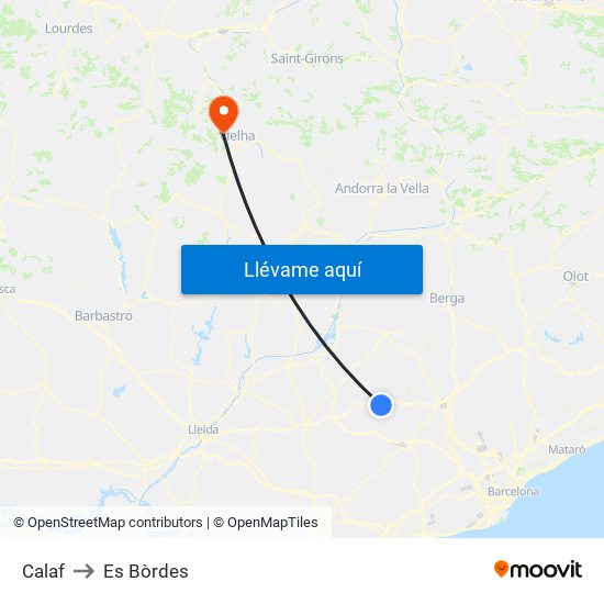 Calaf to Es Bòrdes map