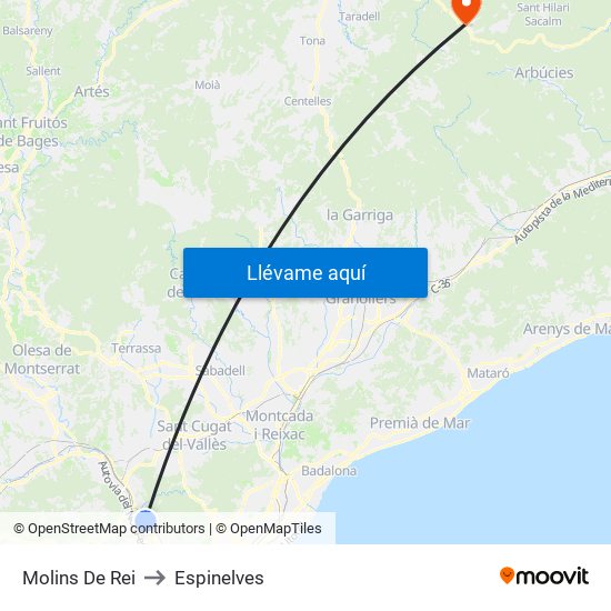 Molins De Rei to Espinelves map