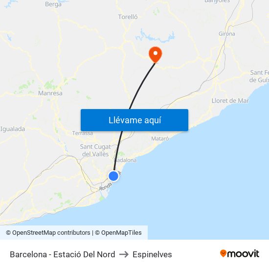 Barcelona - Estació Del Nord to Espinelves map