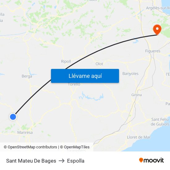 Sant Mateu De Bages to Espolla map