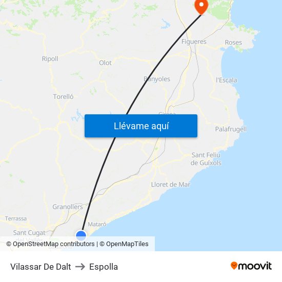 Vilassar De Dalt to Espolla map