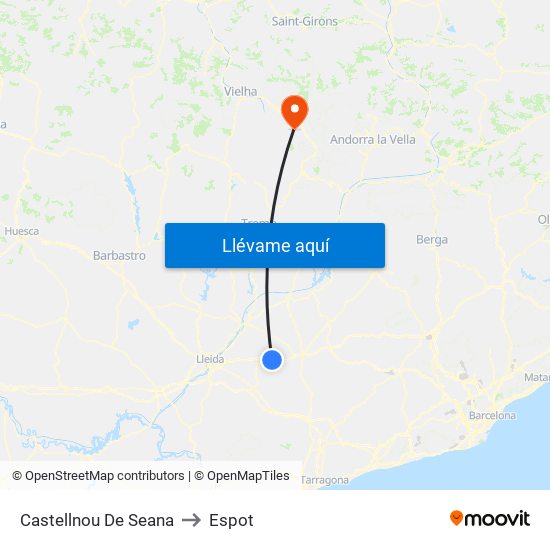 Castellnou De Seana to Espot map
