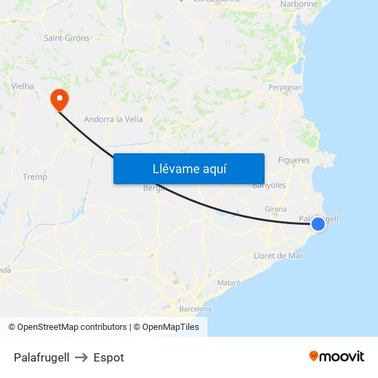 Palafrugell to Espot map