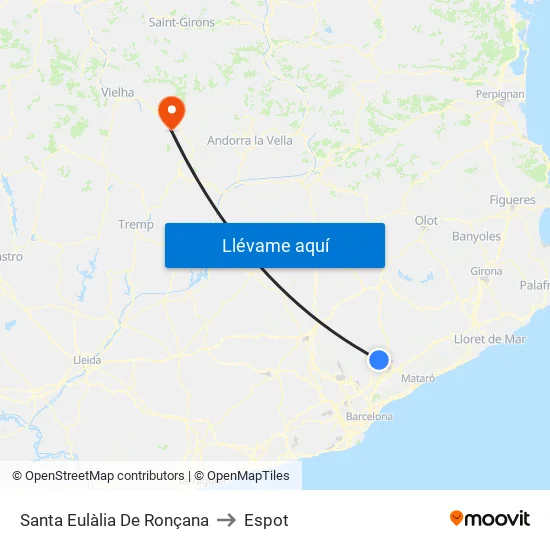 Santa Eulàlia De Ronçana to Espot map