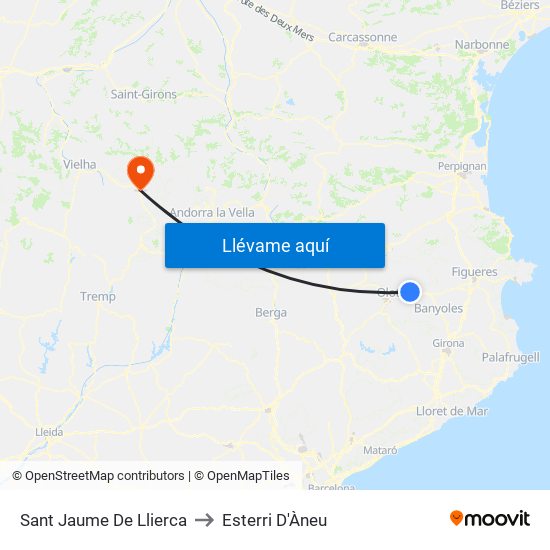 Sant Jaume De Llierca to Esterri D'Àneu map