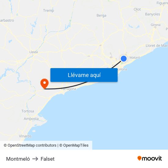 Montmeló to Falset map