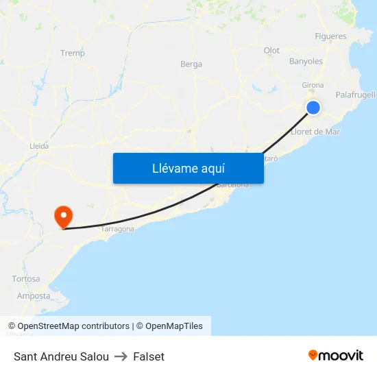 Sant Andreu Salou to Falset map