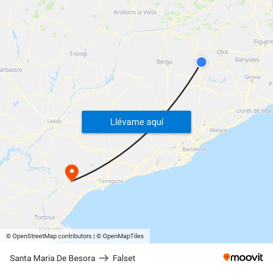 Santa Maria De Besora to Falset map