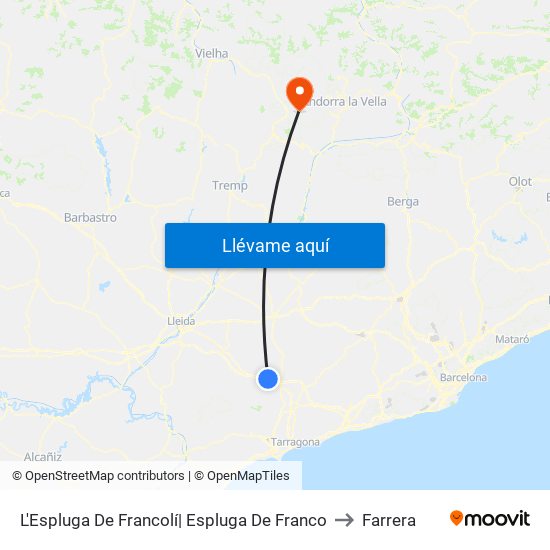L'Espluga De Francolí| Espluga De Franco to Farrera map