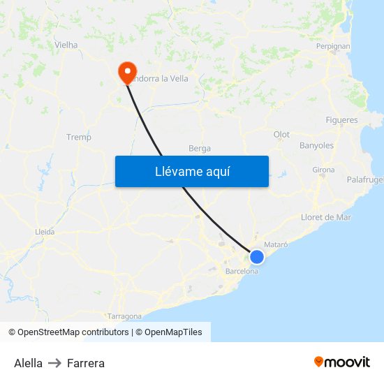 Alella to Farrera map