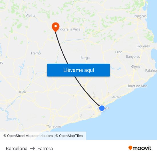 Barcelona to Farrera map