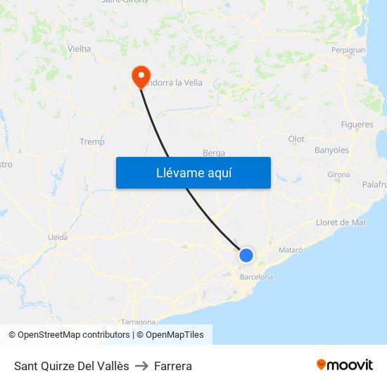 Sant Quirze Del Vallès to Farrera map