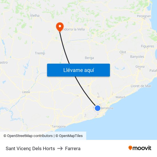 Sant Vicenç Dels Horts to Farrera map