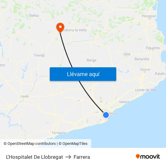 L'Hospitalet De Llobregat to Farrera map