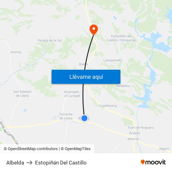 Albelda to Estopiñán Del Castillo map