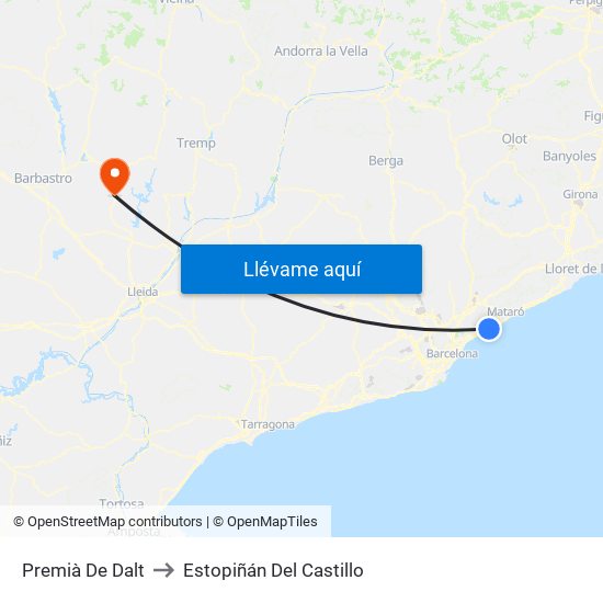 Premià De Dalt to Estopiñán Del Castillo map