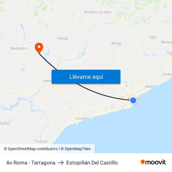 Av Roma - Tarragona to Estopiñán Del Castillo map