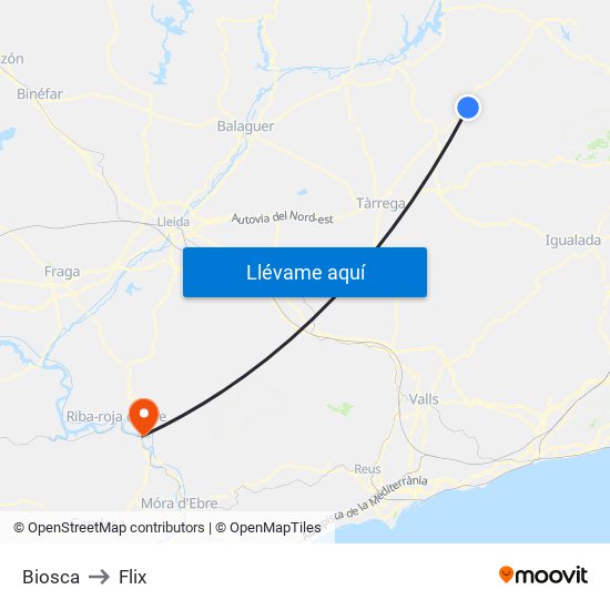 Biosca to Flix map