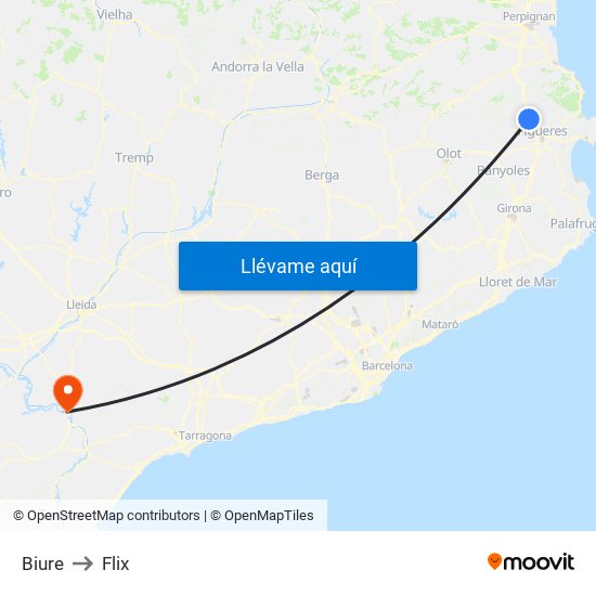 Biure to Flix map