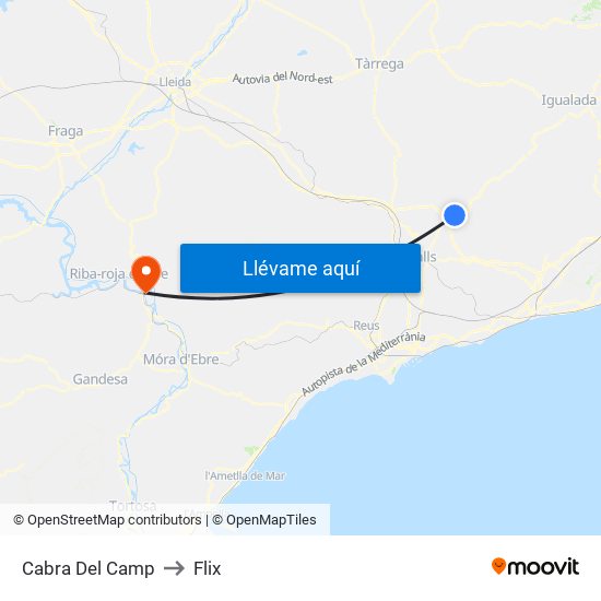 Cabra Del Camp to Flix map