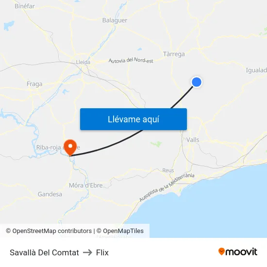 Savallà Del Comtat to Flix map