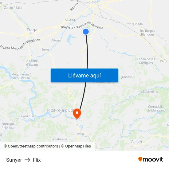 Sunyer to Flix map