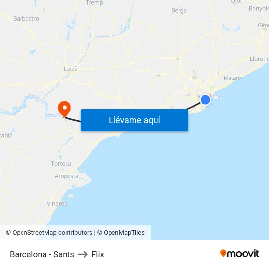 Barcelona - Sants to Flix map