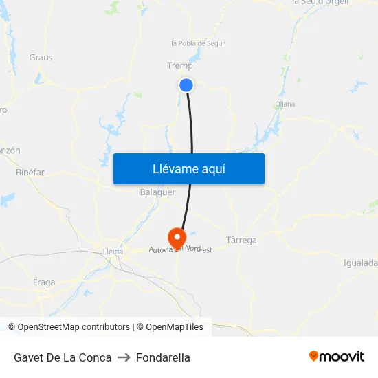 Gavet De La Conca to Fondarella map