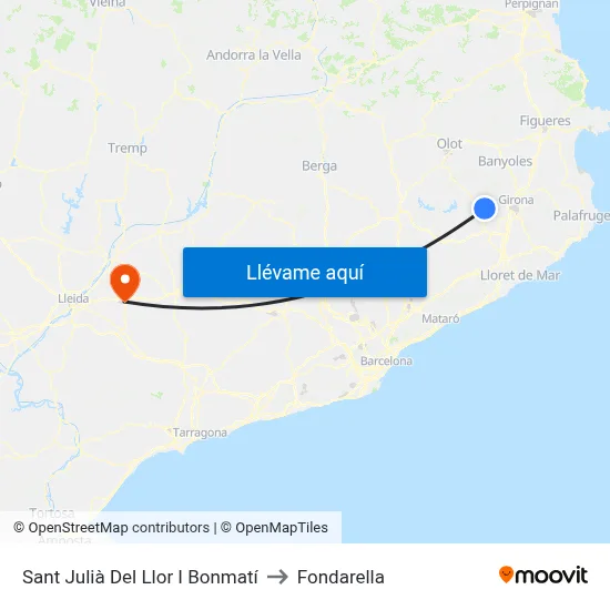 Sant Julià Del Llor I Bonmatí to Fondarella map