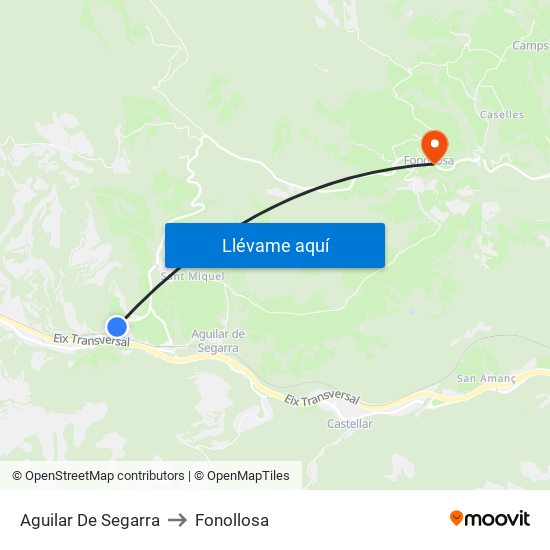 Aguilar De Segarra to Fonollosa map