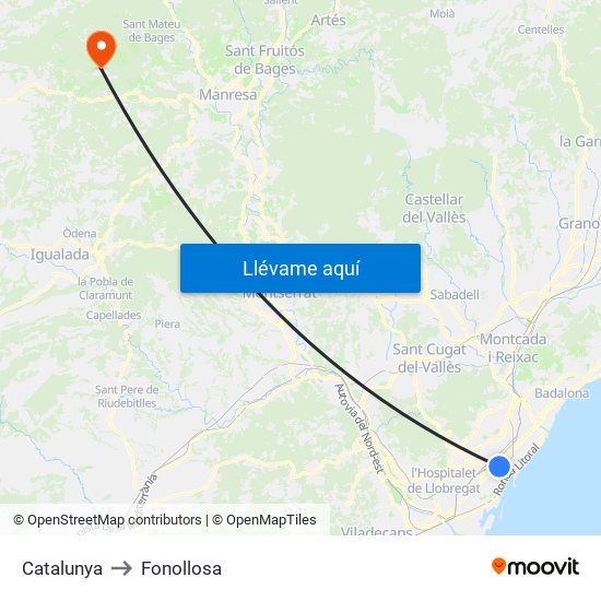 Catalunya to Fonollosa map