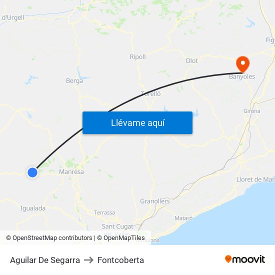 Aguilar De Segarra to Fontcoberta map