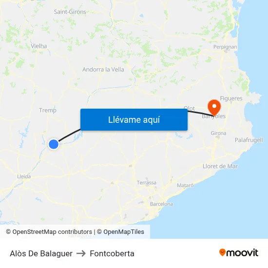 Alòs De Balaguer to Fontcoberta map