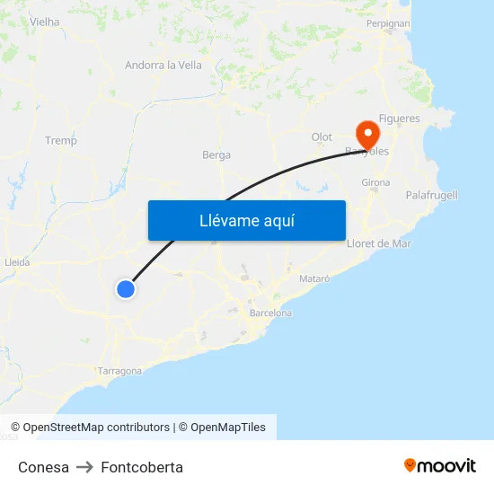 Conesa to Fontcoberta map