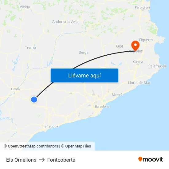 Els Omellons to Fontcoberta map