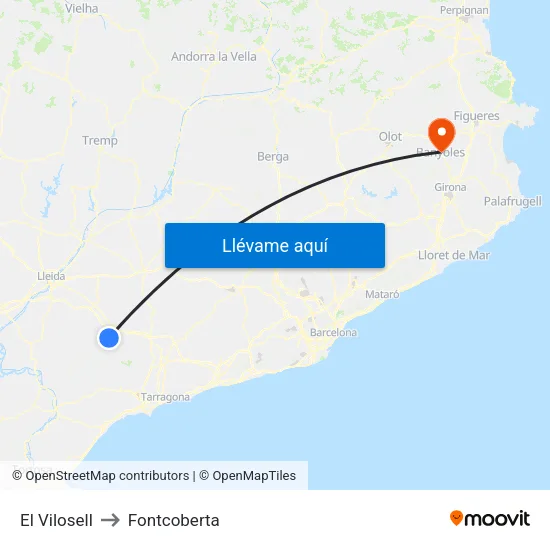 El Vilosell to Fontcoberta map