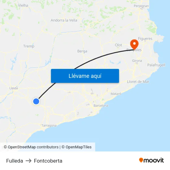Fulleda to Fontcoberta map