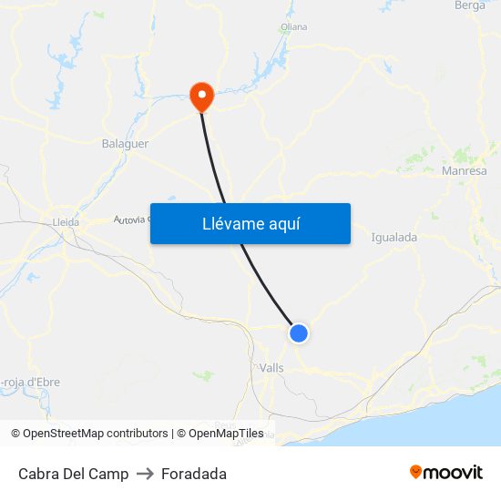 Cabra Del Camp to Foradada map