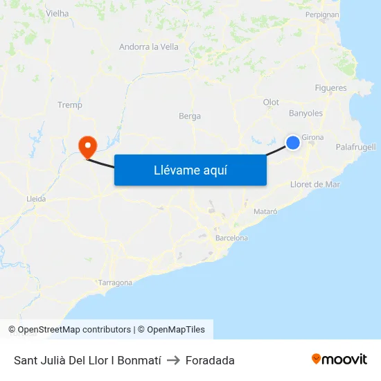 Sant Julià Del Llor I Bonmatí to Foradada map