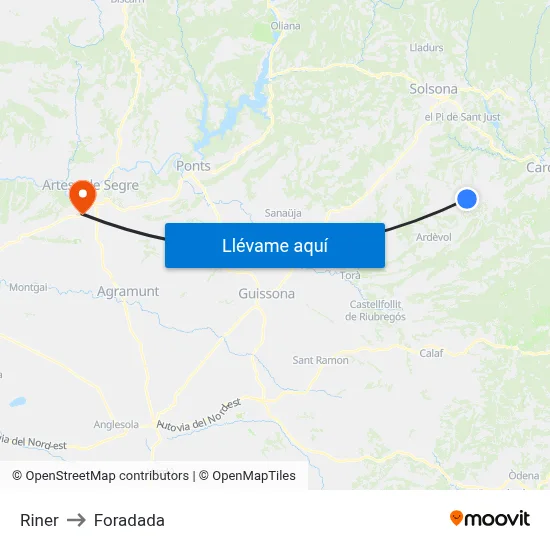 Riner to Foradada map