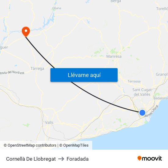 Cornellà De Llobregat to Foradada map