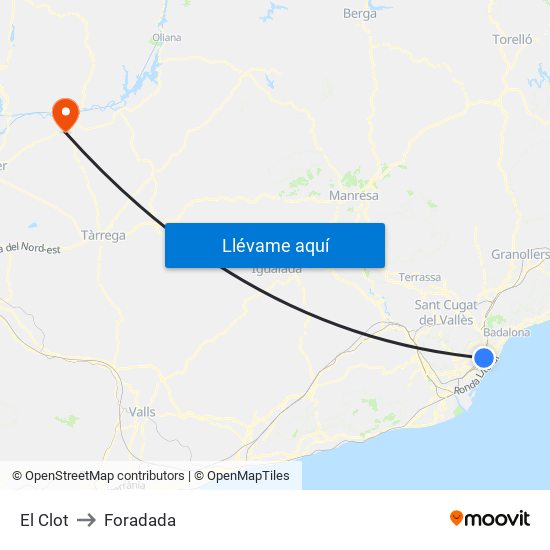 El Clot to Foradada map