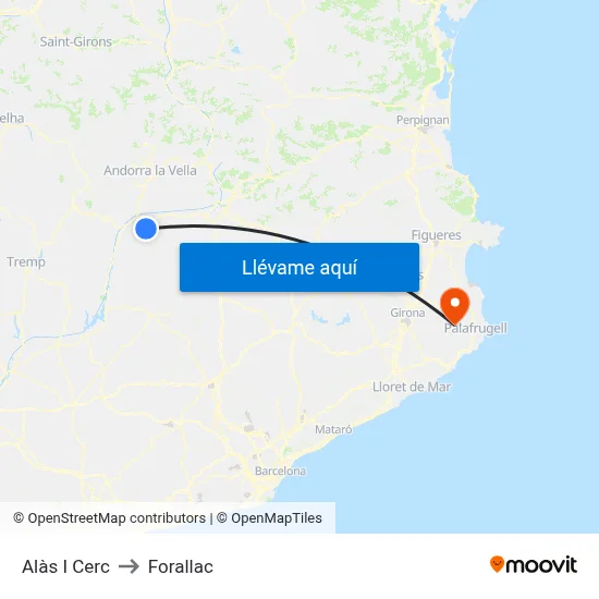 Alàs I Cerc to Forallac map