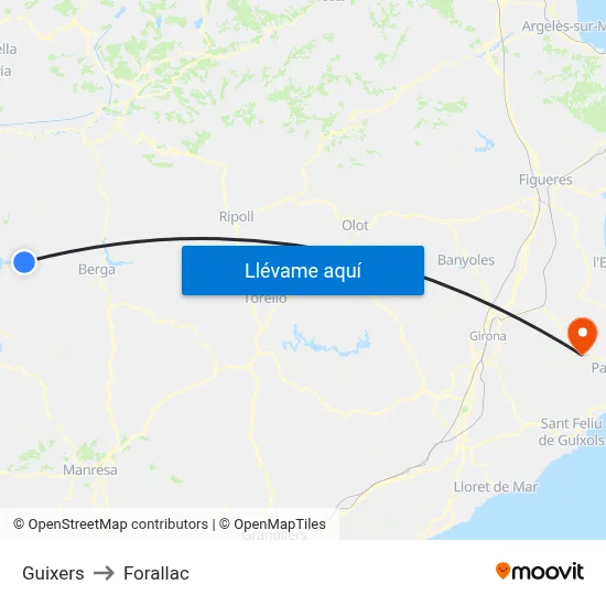 Guixers to Forallac map