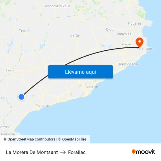 La Morera De Montsant to Forallac map