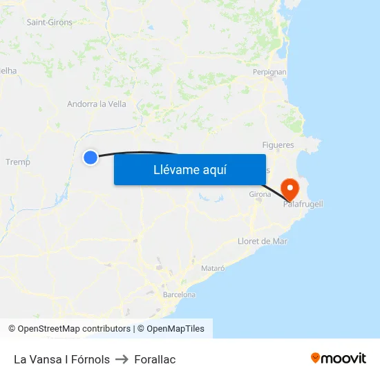 La Vansa I Fórnols to Forallac map